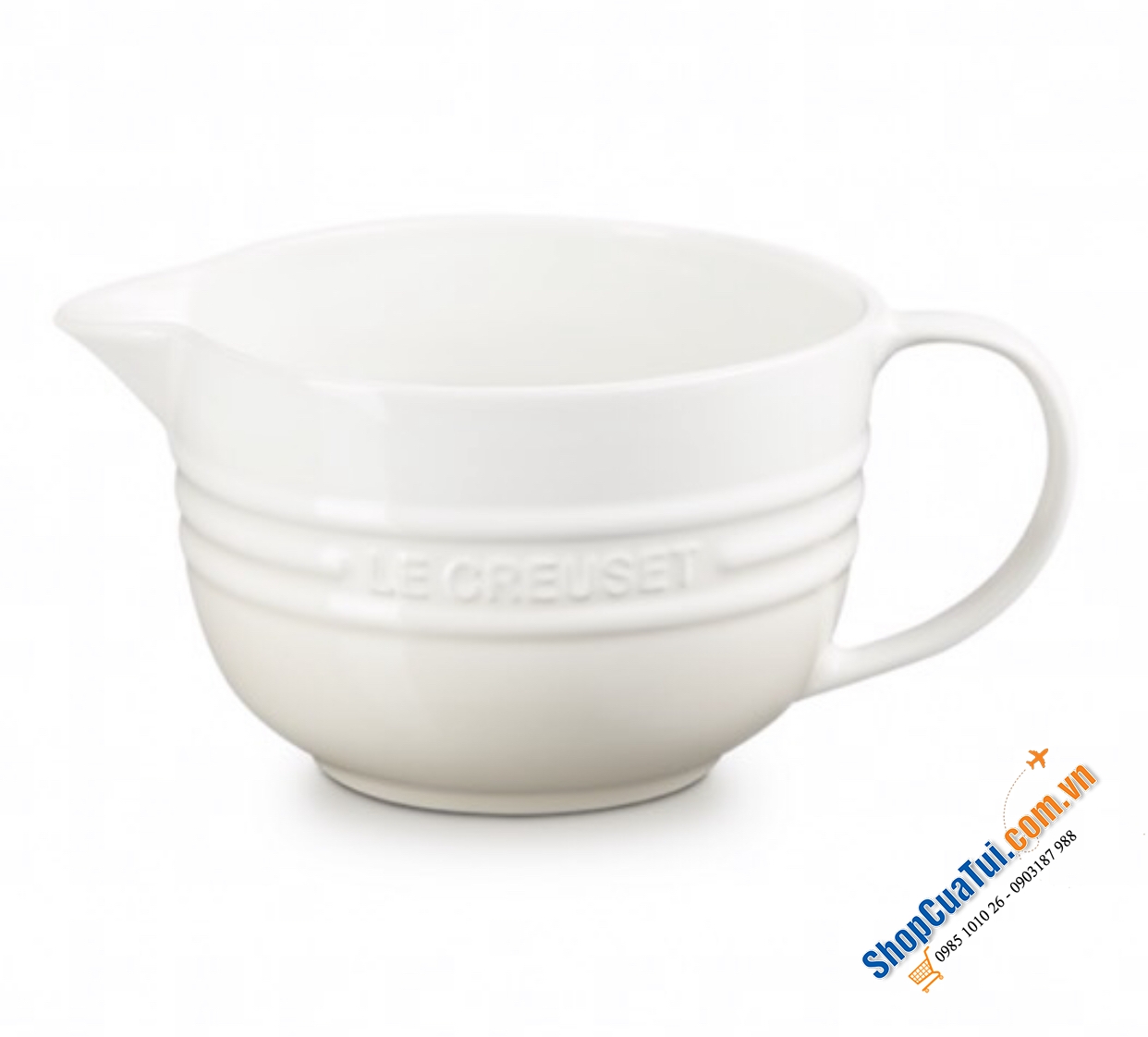 Ca rót Le Creuset 2 lít màu trắng Meringue - có thể dùng làm bát trộn, bình trộn - Made in Thái Lan