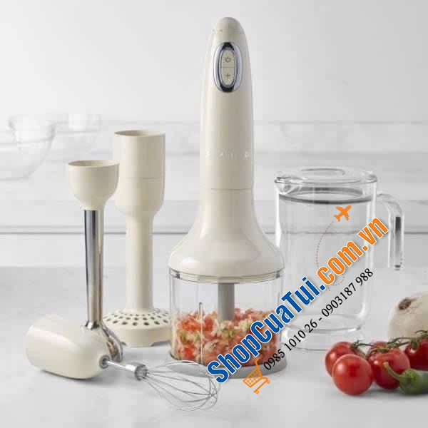 BỘ MÁY XAY CẦM TAY SMEG HBF22 MÀU KEM.