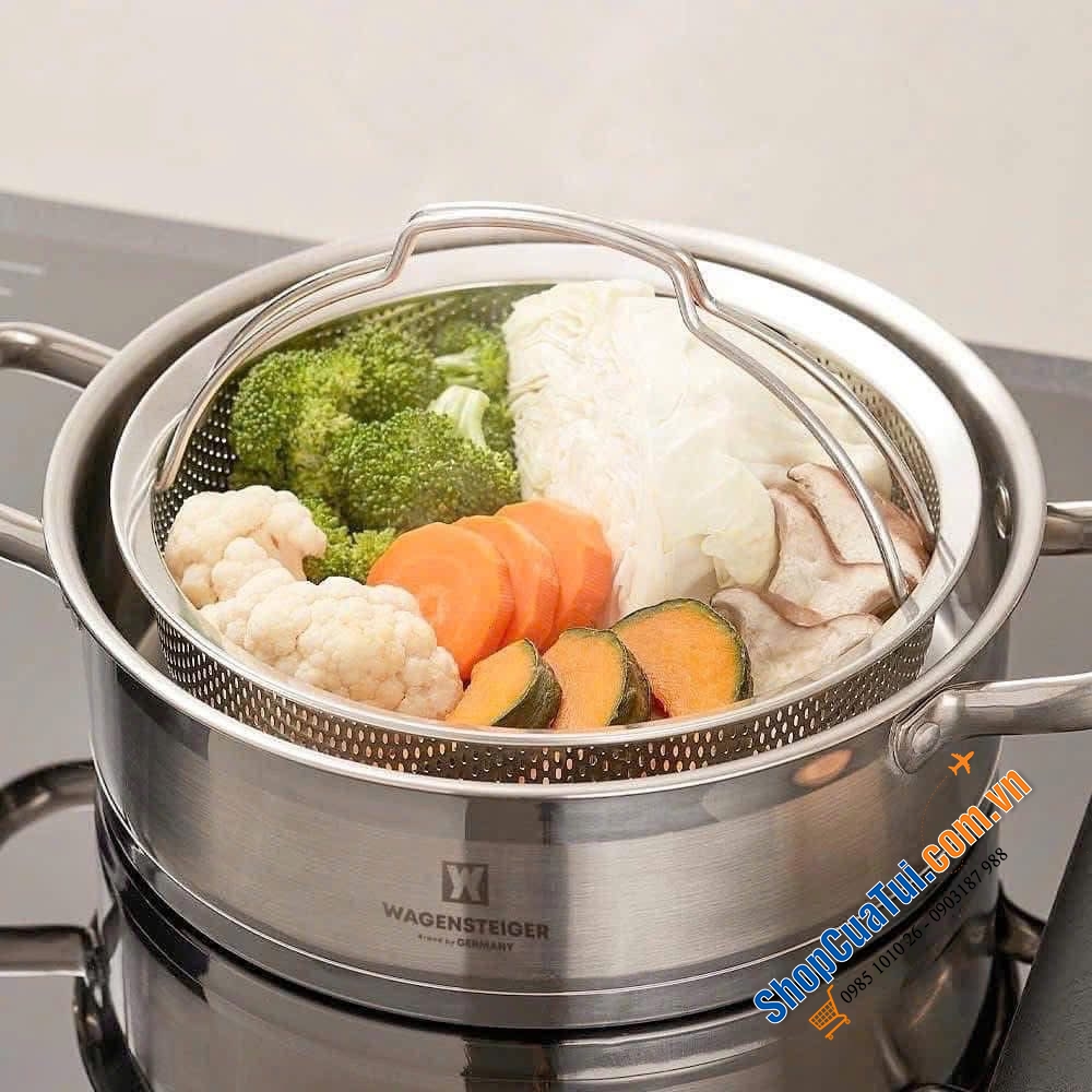 RỔ HẤP NƯỚNG ĐA NĂNG WAGENSTEIGER STAINLESS STEEL PUNCHING STEAMER 22cm.