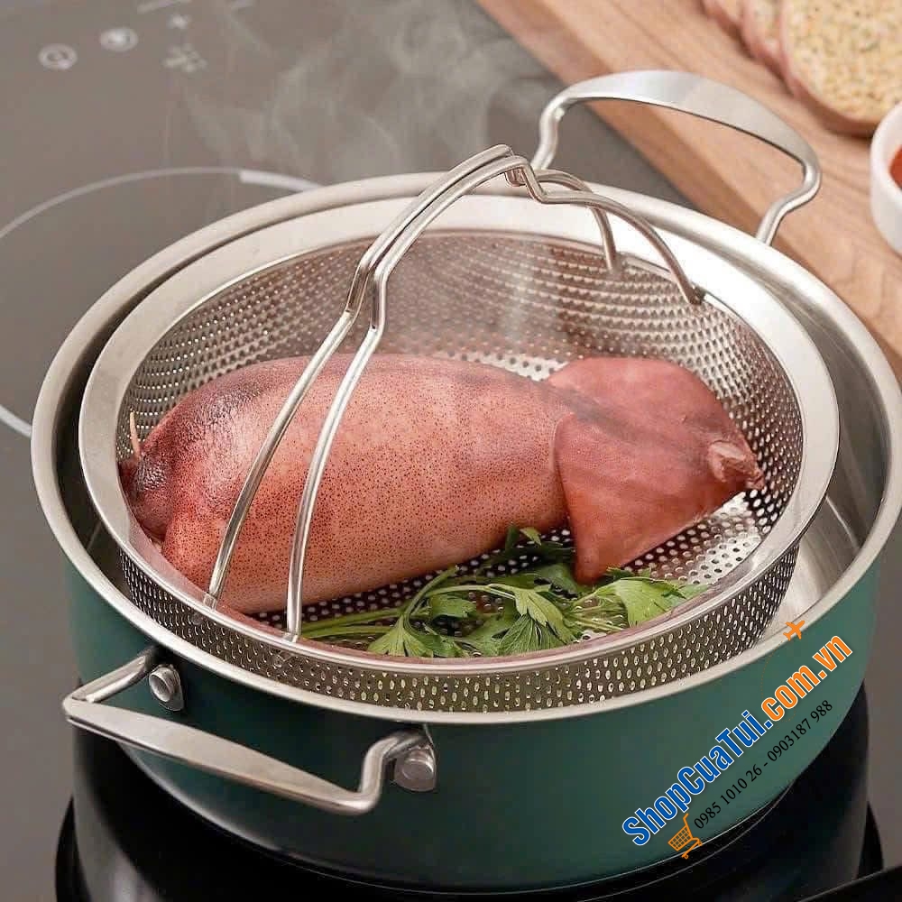 RỔ HẤP NƯỚNG ĐA NĂNG WAGENSTEIGER STAINLESS STEEL PUNCHING STEAMER 22cm.