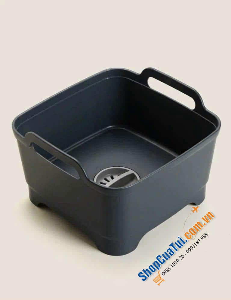 BỒN RỬA DI ĐỘNG JOSEPH JOSEPH WASH&DRAIN -  màu xanh đen - màu trắng.