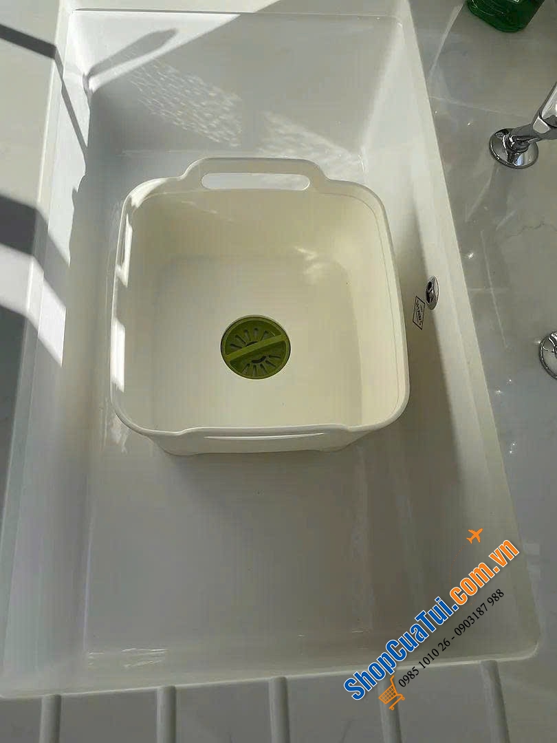 BỒN RỬA DI ĐỘNG JOSEPH JOSEPH WASH&DRAIN -  màu xanh đen - màu trắng.