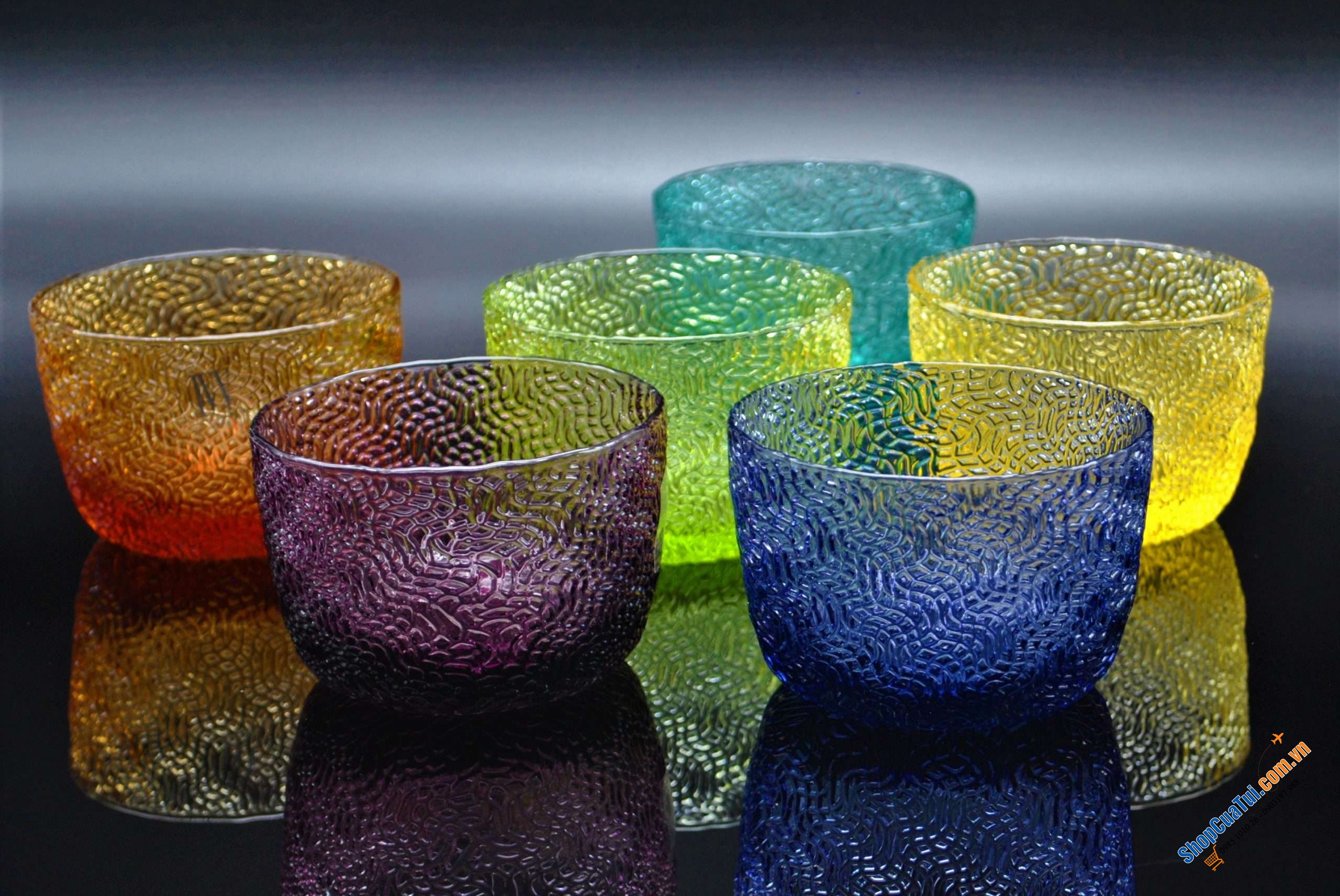 Set 6 bát Tricot IVV 9,5cm - Made in Italy - Pha lê màu cao cấp