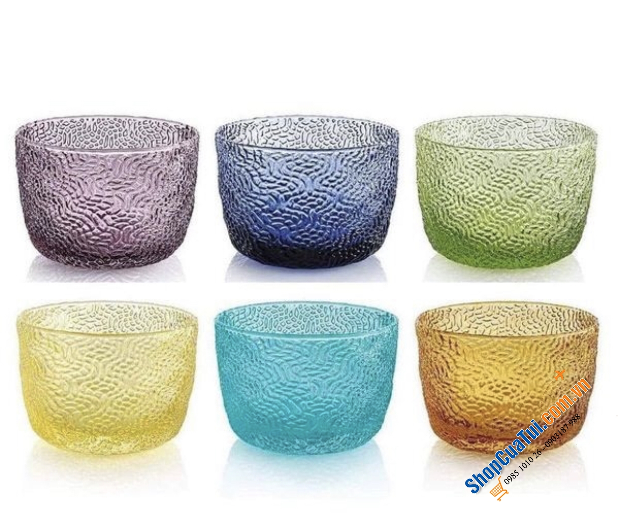 Set 6 bát Tricot IVV 9,5cm - Made in Italy - Pha lê màu cao cấp