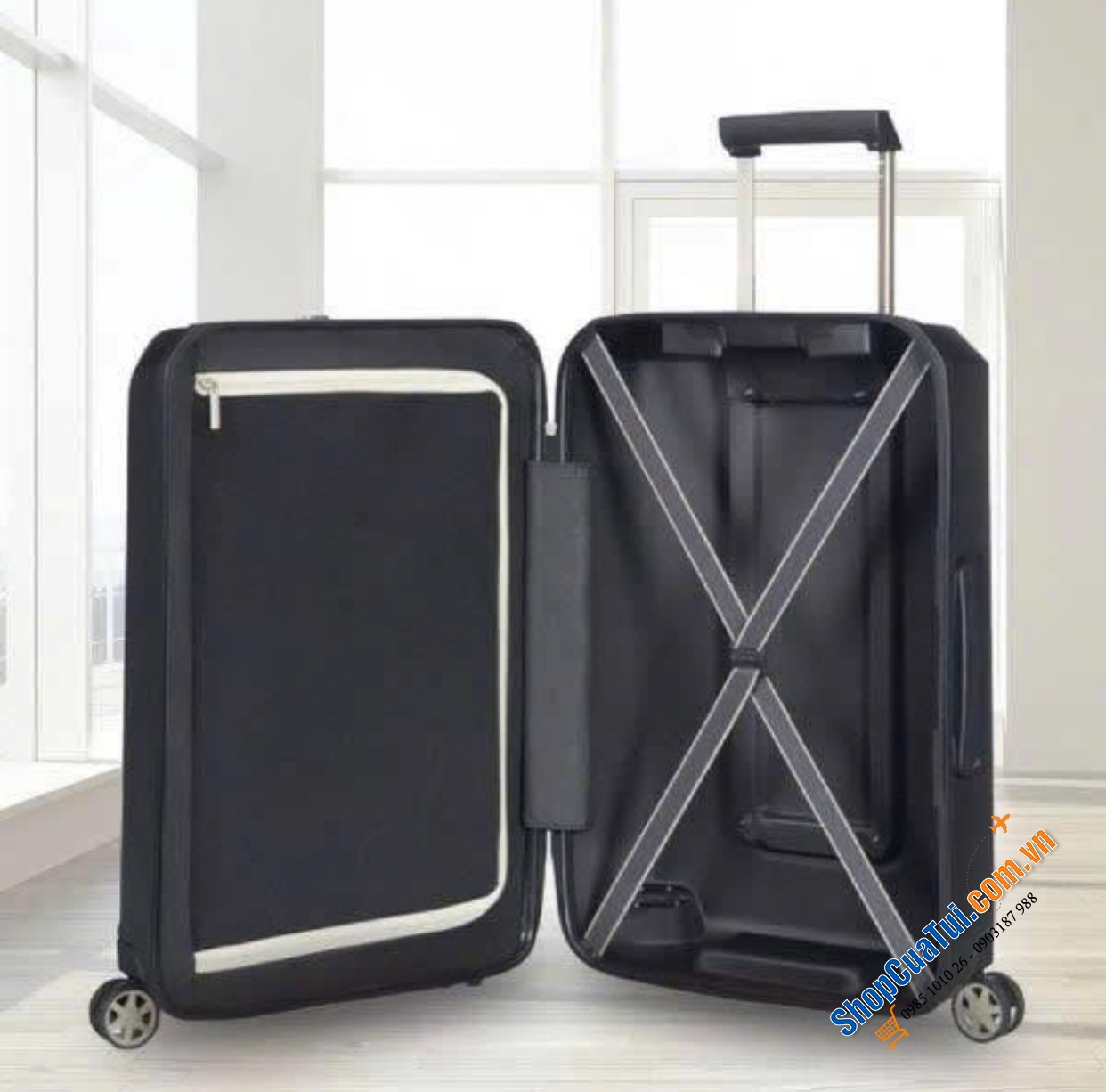 Valy Samsonite Prodigy Spinner ngăn Laptop mặt trước size Cabin