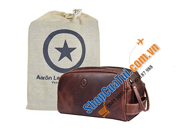 Túi đựng đồ cá nhân bằng da thật Aaron Leather Goods làm thủ công từ da cao cấp nguyên miếng và khoá YKK hạng nặng