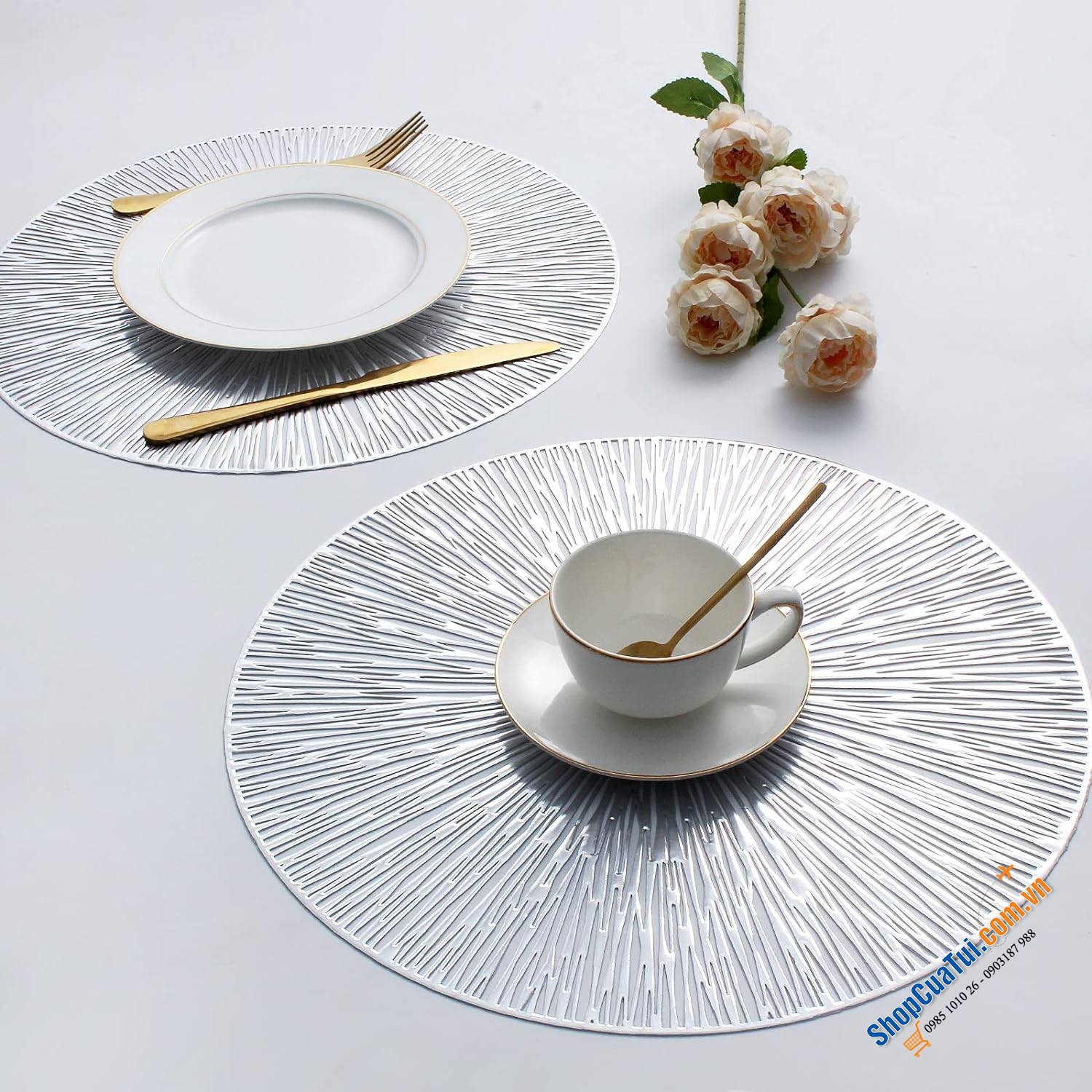 Sét tấm lót bàn ăn 8 miếng Evevda hình tròn 38cm
