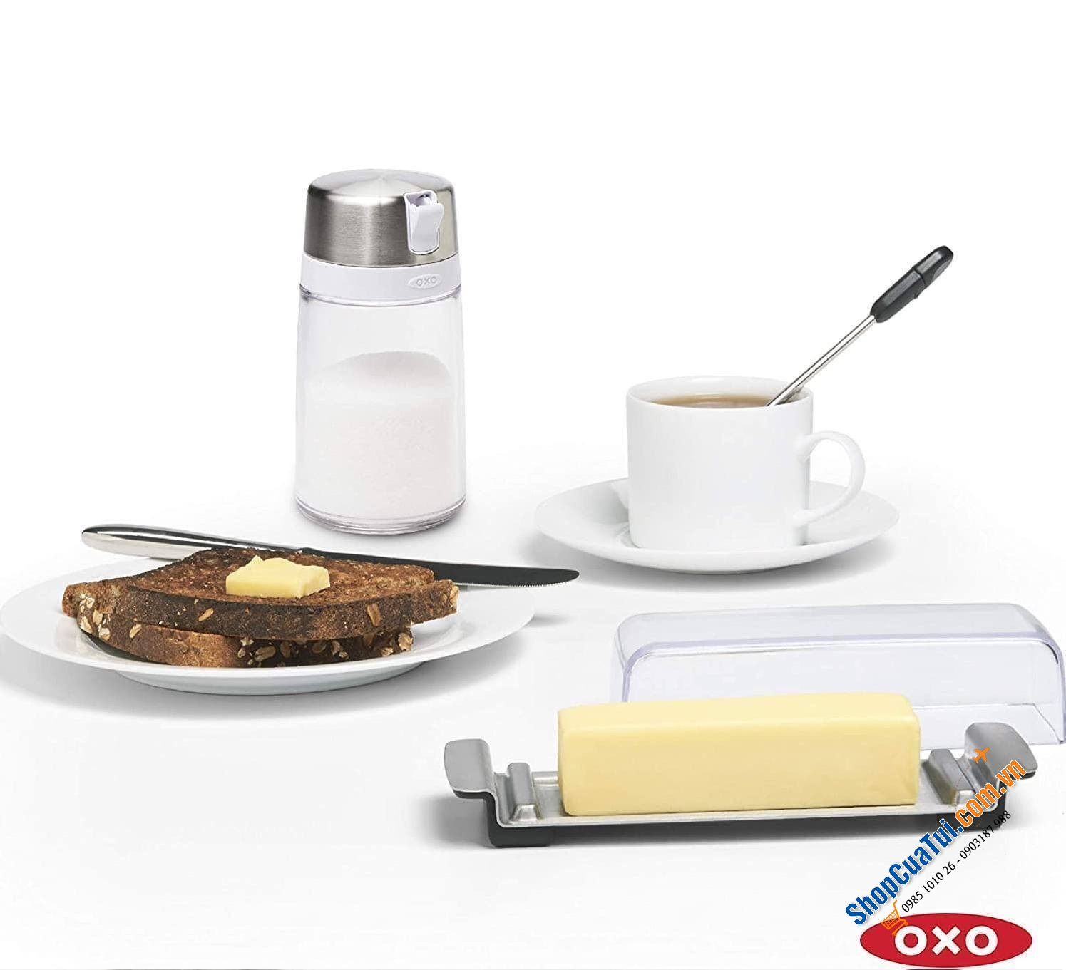 Hộp đựng đường Oxo 270ml tiện sử dụng trên bàn trà, dễ dàng kiểm soát lượng đường cần lấy