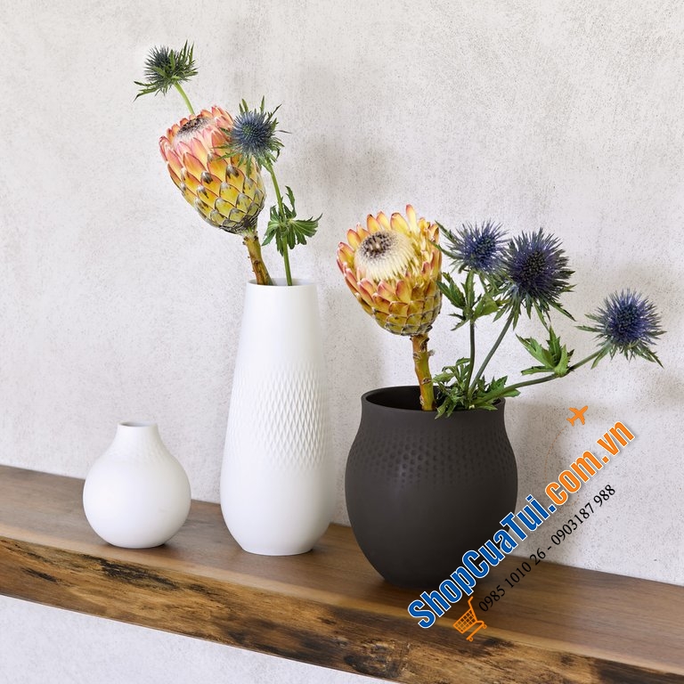 Lọ hoa Villeroy & Boch Manufacture Collier Perle 17.5cm - Lọ hoa gốm Collier với bề mặt mờ, màu sắc hiện đại