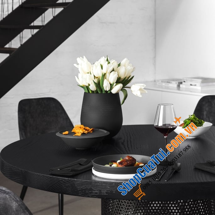 Lọ hoa Villeroy & Boch Manufacture Collier Perle 17.5cm - Lọ hoa gốm Collier với bề mặt mờ, màu sắc hiện đại