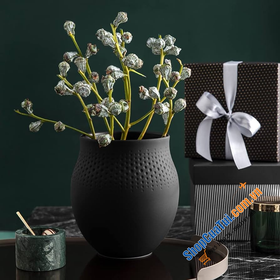 Lọ hoa Villeroy & Boch Manufacture Collier Perle 17.5cm - Lọ hoa gốm Collier với bề mặt mờ, màu sắc hiện đại