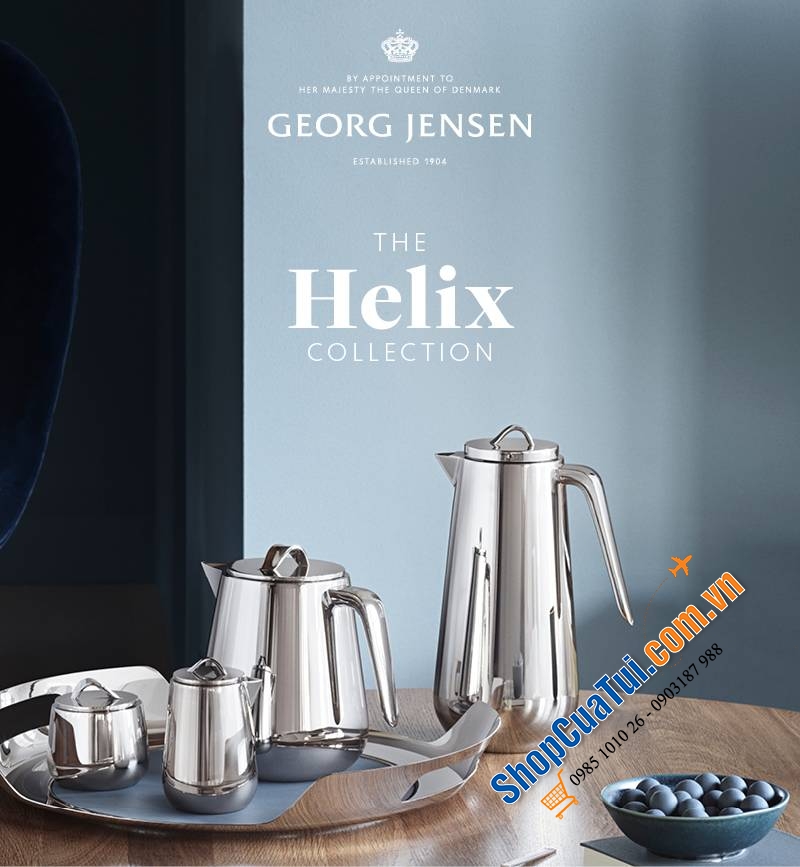Khay Georg Jensen Helix 43 x 6,2cm - Khay tròn inox được trang bị một tấm thảm giả da chống trượt