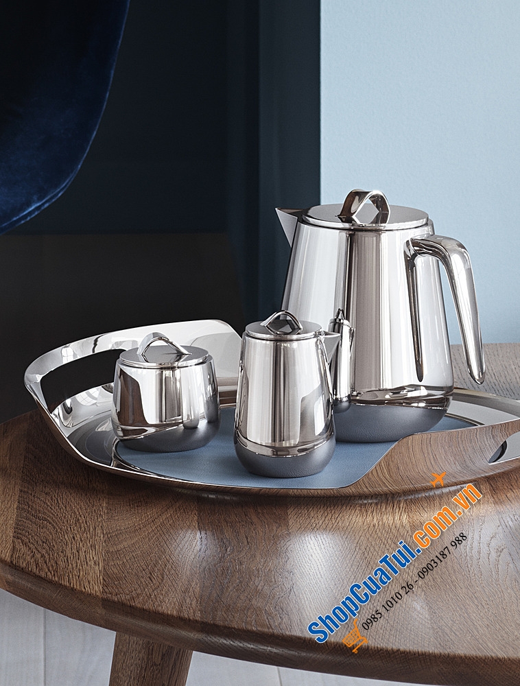 Khay Georg Jensen Helix 43 x 6,2cm - Khay tròn inox được trang bị một tấm thảm giả da chống trượt