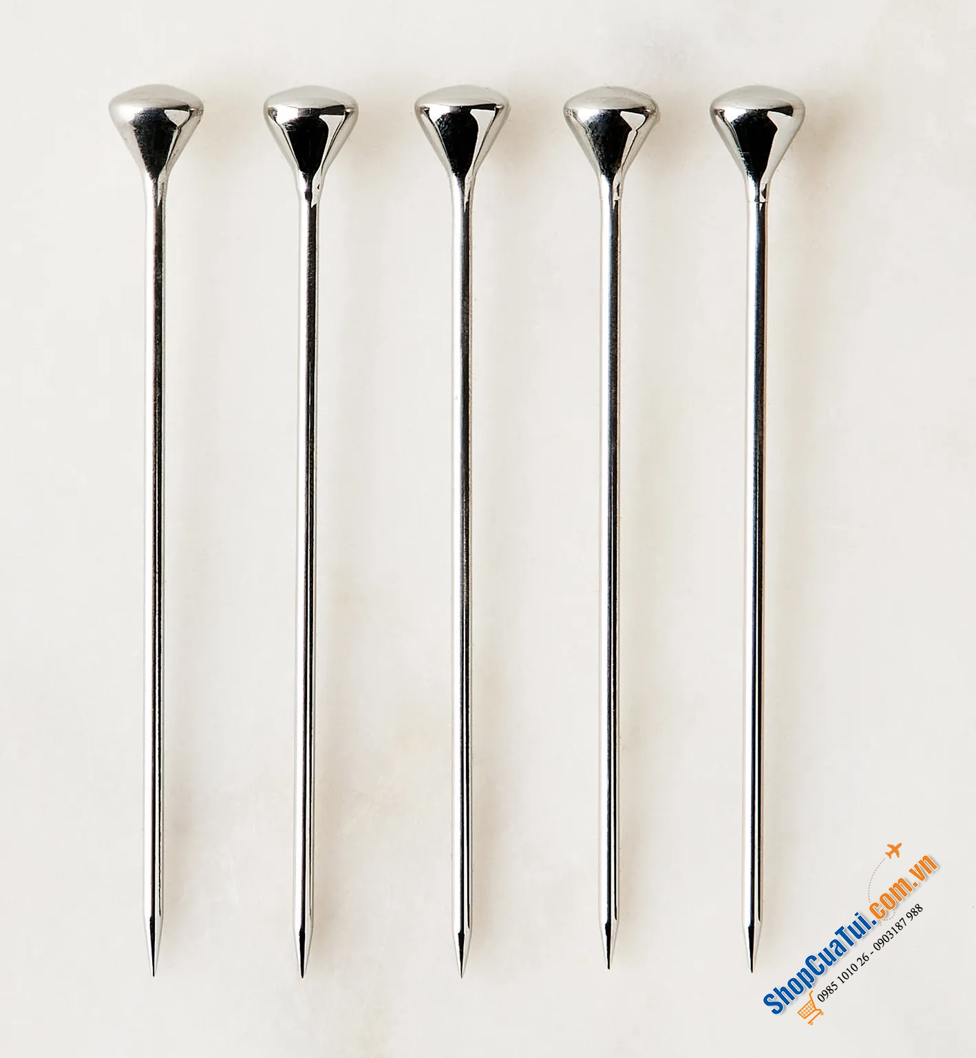 Sét 6 que cocktail Georg Jensen Sky 80mm - phần đầu trang nhã, thanh lịch, hoàn hảo để phục vụ nhiều món ăn nhẹ khác nhau