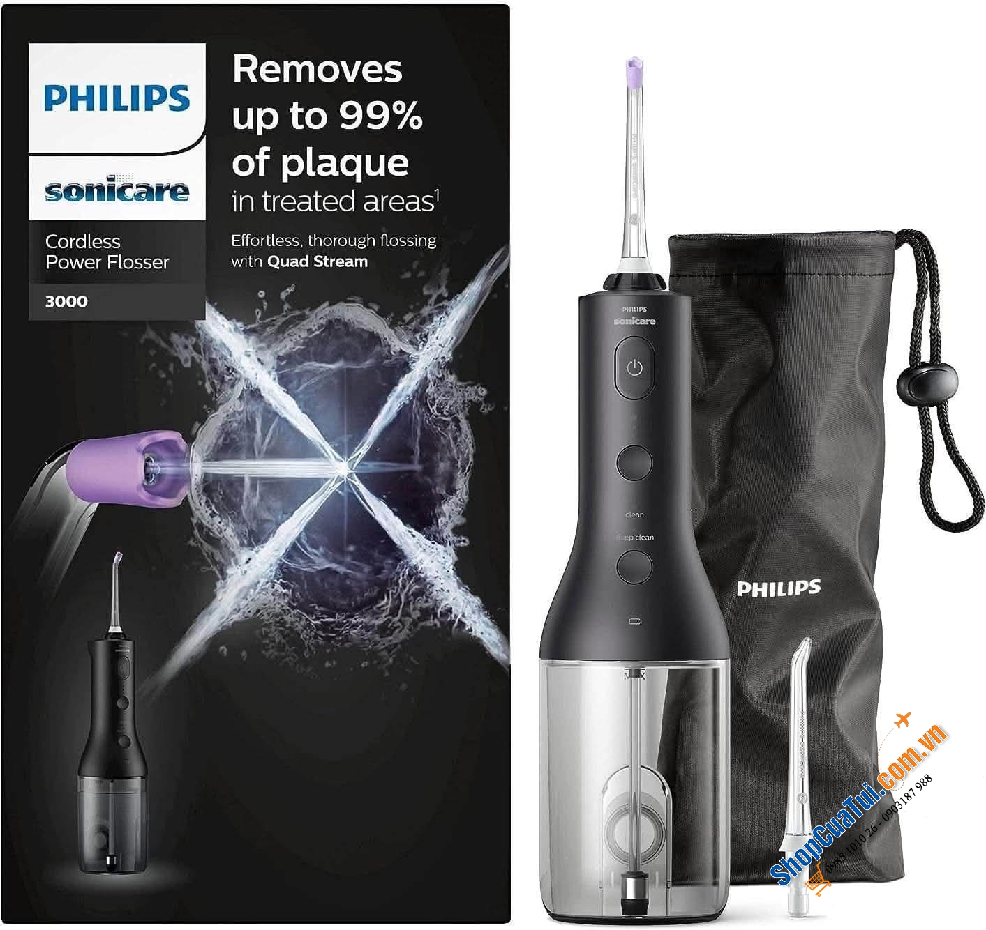 Tăm nước Philips thế hệ mới HX3826/33 màu đen Tăm nước Philips thế hệ mới HX3826/31 màu trắng