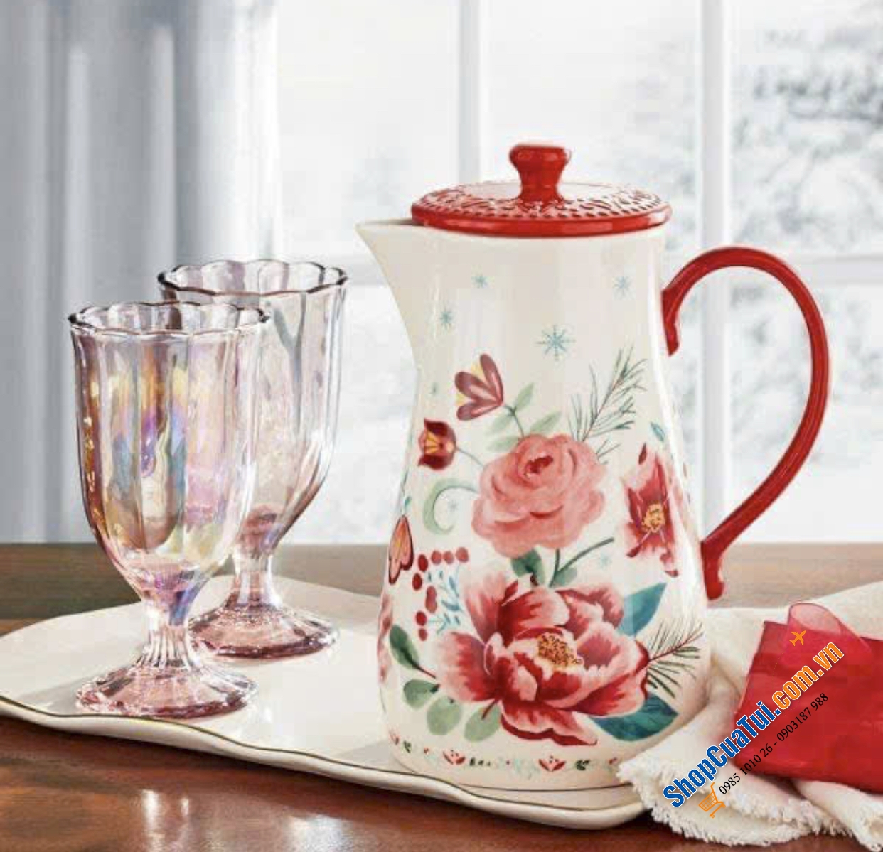 Sét bình nước 1,9 lít kèm 4 cốc The Pioneer Woman 532ml