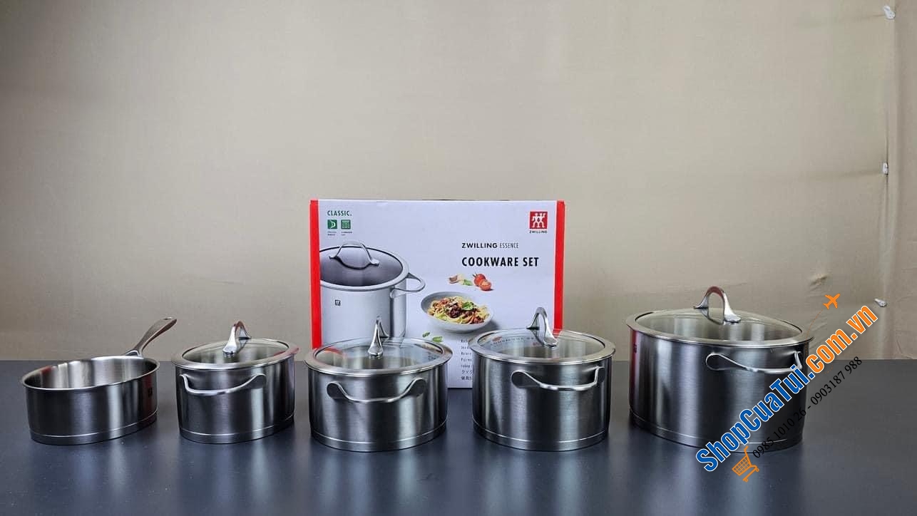 Bộ nồi Zwilling Essence 5 món vung kính: 4 nồi + 1 quánh
