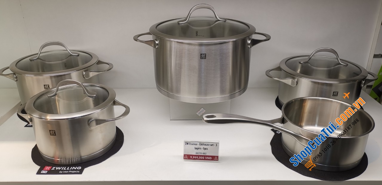 Bộ nồi Zwilling Essence 5 món vung kính: 4 nồi + 1 quánh