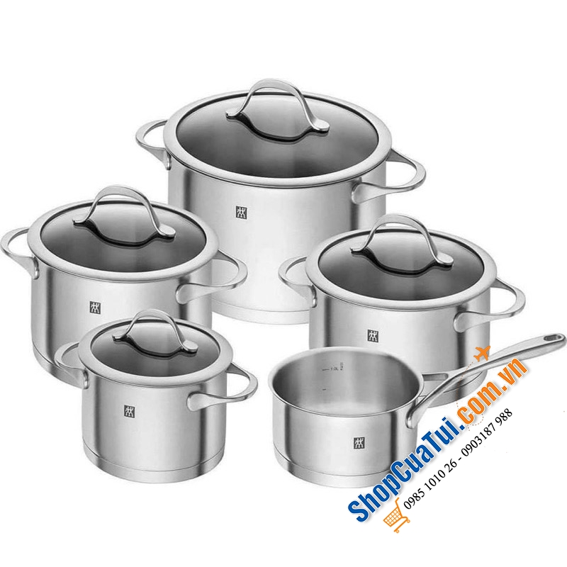 Bộ nồi Zwilling Essence 5 món vung kính: 4 nồi + 1 quánh