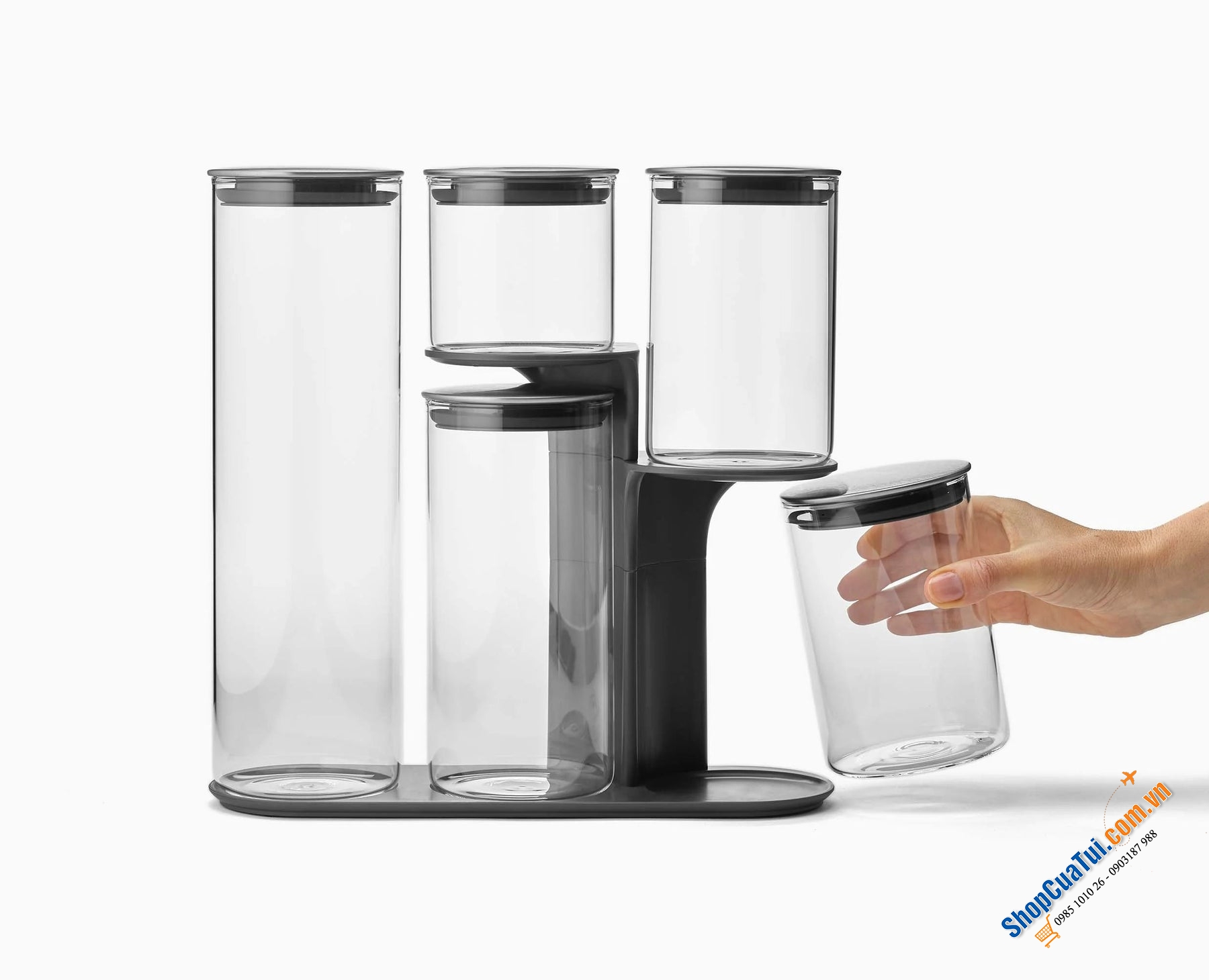 Set 5 hộp đựng đồ khô Joseph Podium 81071 -với giá để thông minh cực kỳ tiện dụng, dễ dàng xếp gọn và lấy ra