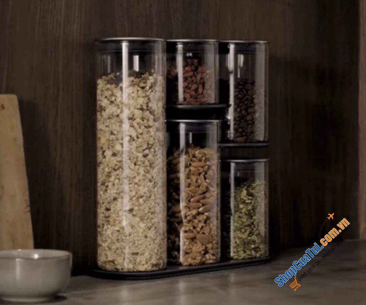 Set 5 hộp đựng đồ khô Joseph Podium 81071 -với giá để thông minh cực kỳ tiện dụng, dễ dàng xếp gọn và lấy ra