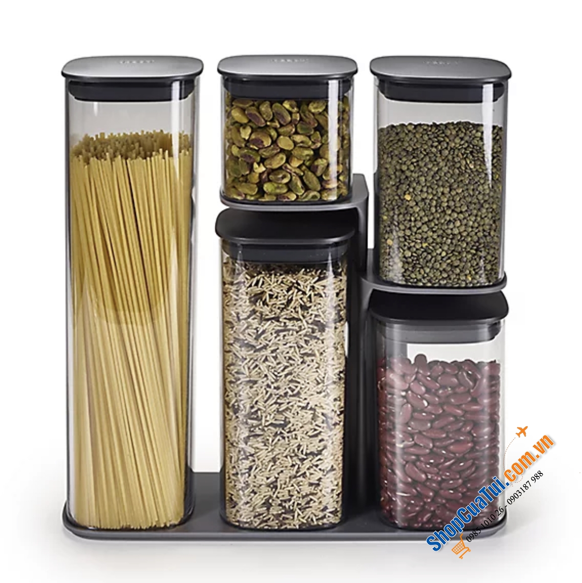 Set 5 hộp đựng đồ khô Joseph Podium 81071 -với giá để thông minh cực kỳ tiện dụng, dễ dàng xếp gọn và lấy ra
