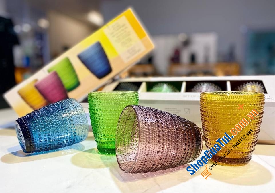 BỘ 4 CỐC THỦY TINH HIGHGATE COLLECTION 4 MÀU 295ML.