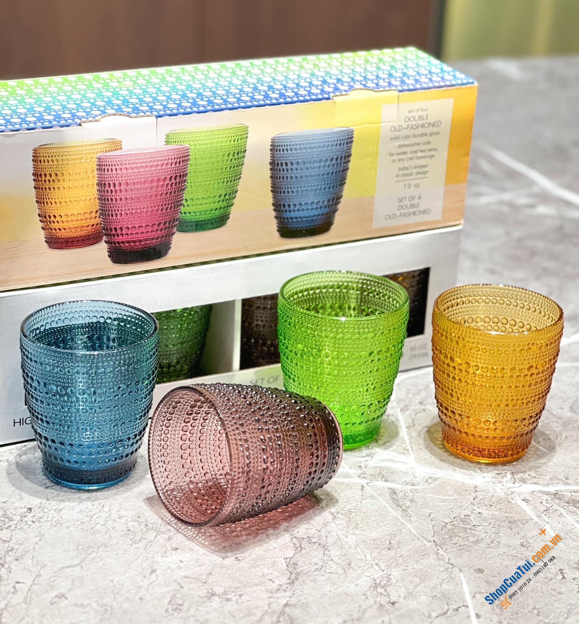 BỘ 4 CỐC THỦY TINH HIGHGATE COLLECTION 4 MÀU 295ML.