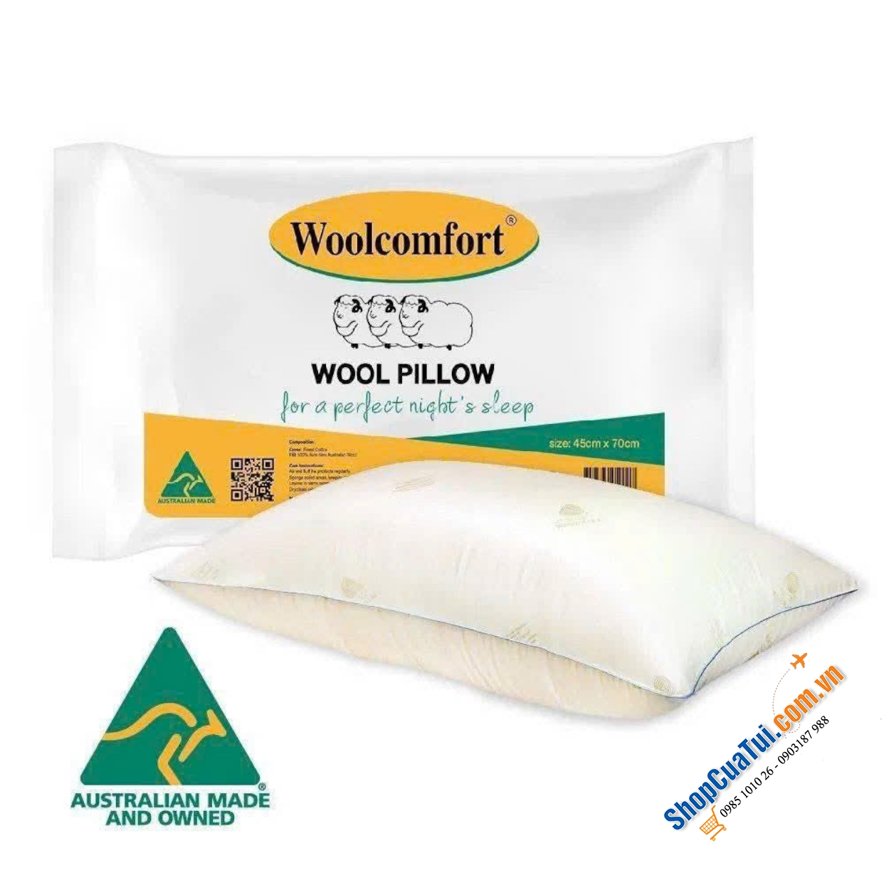 Gối lông cừu tự nhiên Woolcomfort - Made in Australia - mang đến một giấc ngủ đêm hoàn hảo ở mọi tư thế ngủ