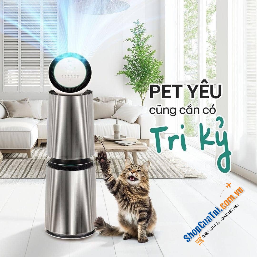 MÁY LỌC KHÔNG KHÍ LG PURICARE ALPHA PET - Phiên bản 2 tầng AS10GDBY0 phù hợp diện tích 104m²