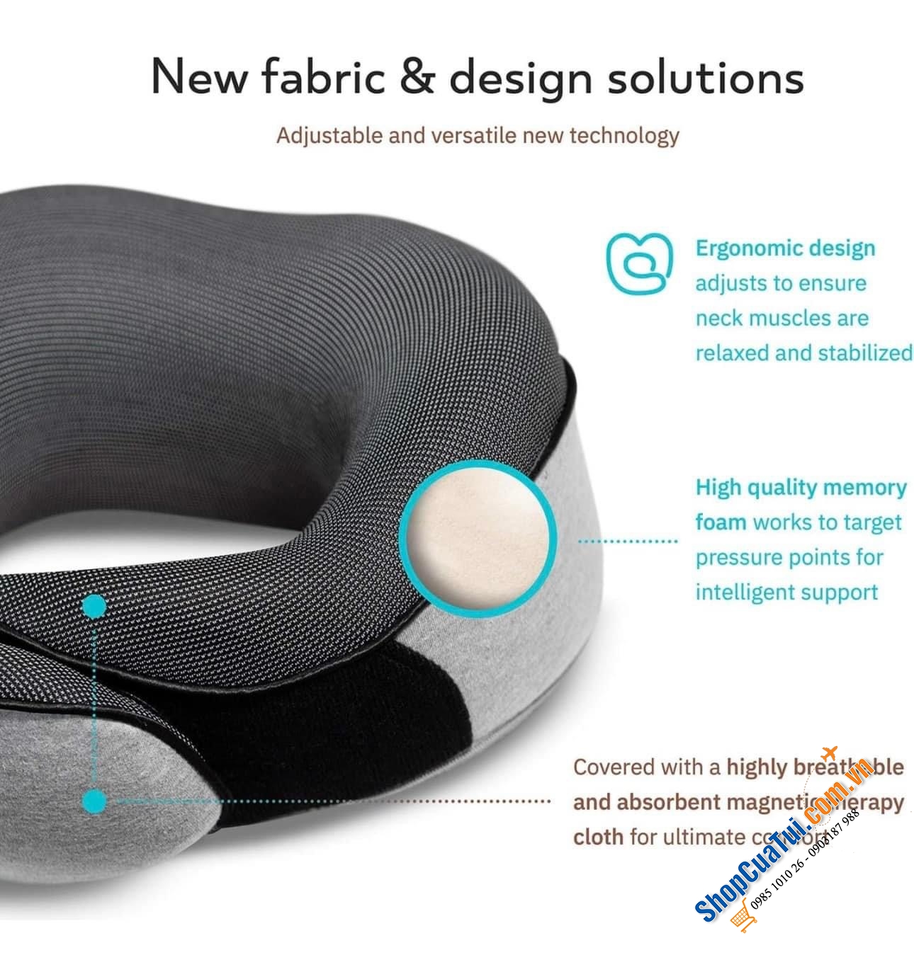 TRỌN BỘ GỐI DU LỊCH KÈM BĂNG BỊT MẮT VÀ BỊT TAI PROGLOBE.