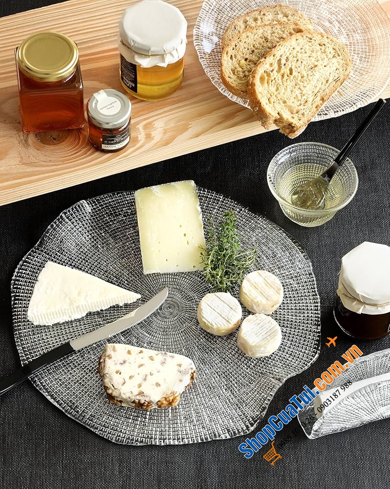 Đĩa IVV Diamante Cheese Platter 32cm  - Đĩa đựng phô mai Diamante thủy tinh IVV