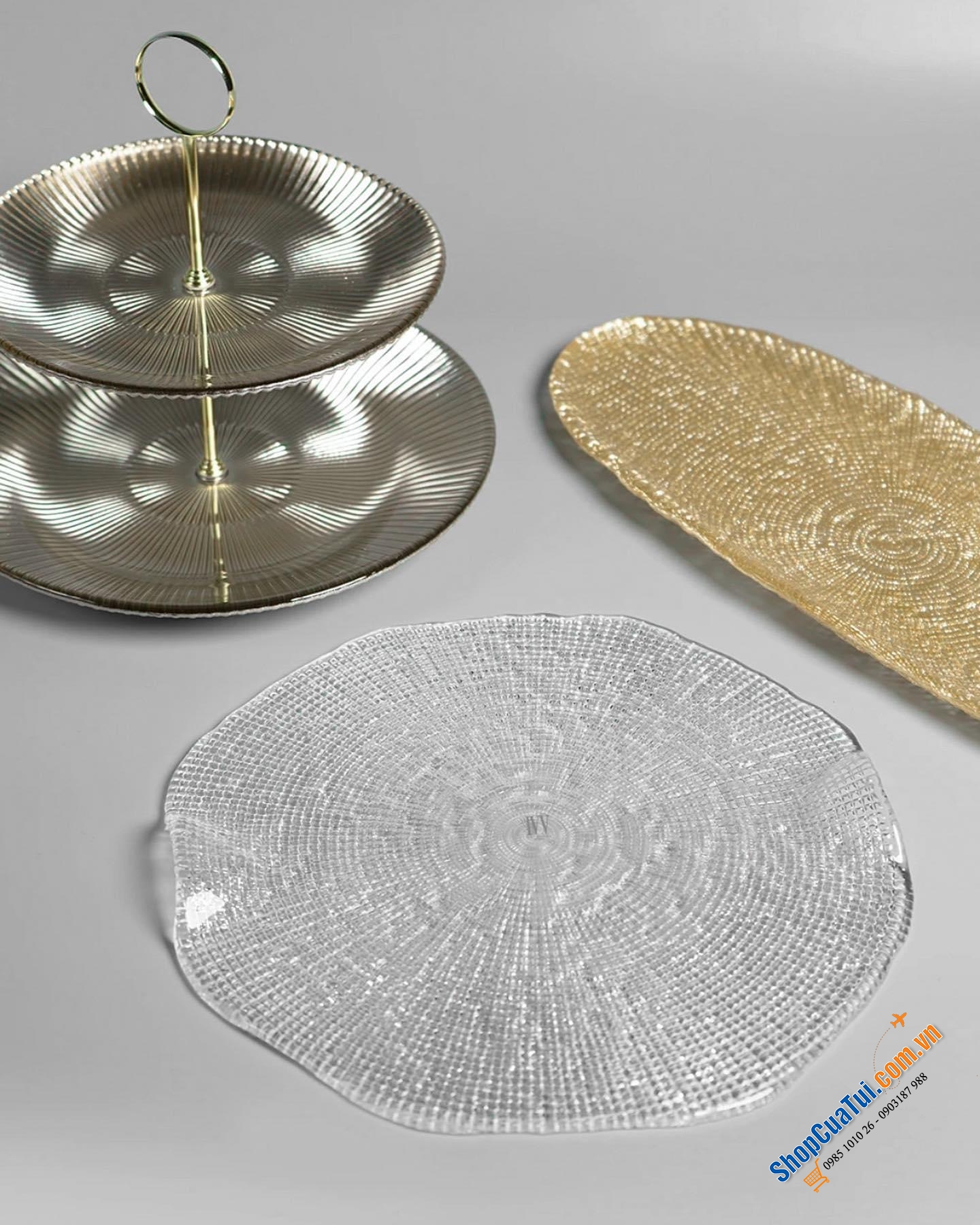 Đĩa IVV Diamante Cheese Platter 32cm  - Đĩa đựng phô mai Diamante thủy tinh IVV
