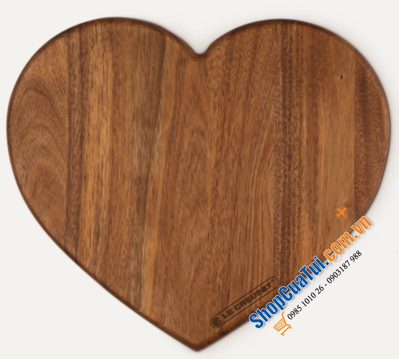 Thớt Le creuset làm từ gỗ keo với vân tự nhiên đẹp mắt hình trái tim hoặc hình oval