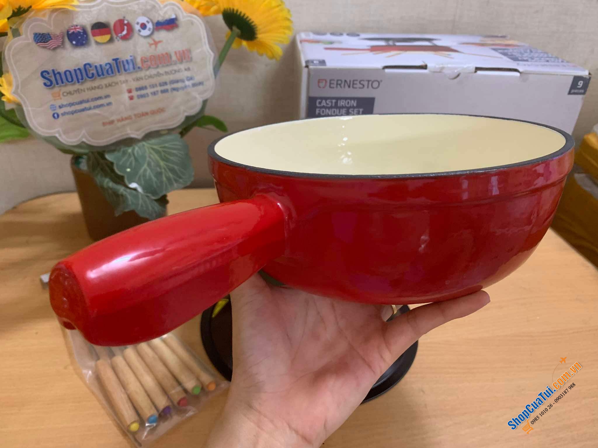 Bộ Nồi lẩu mini ERNESTO Fondeu 20CM có 6 Nĩa Fondue