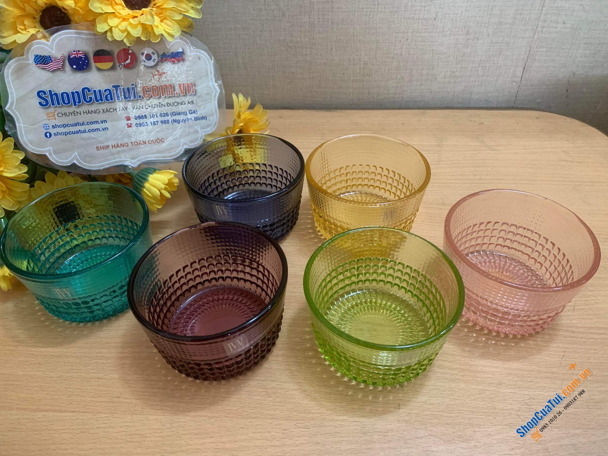 Bộ 6 bát pha lê 300ml IVV Speedy Ice Cream Cups 6 màu tuyệt đẹp miệng 11cm với màu sắc khác nhau, thích hợp ăn chè, hoa quả, sữa chua...