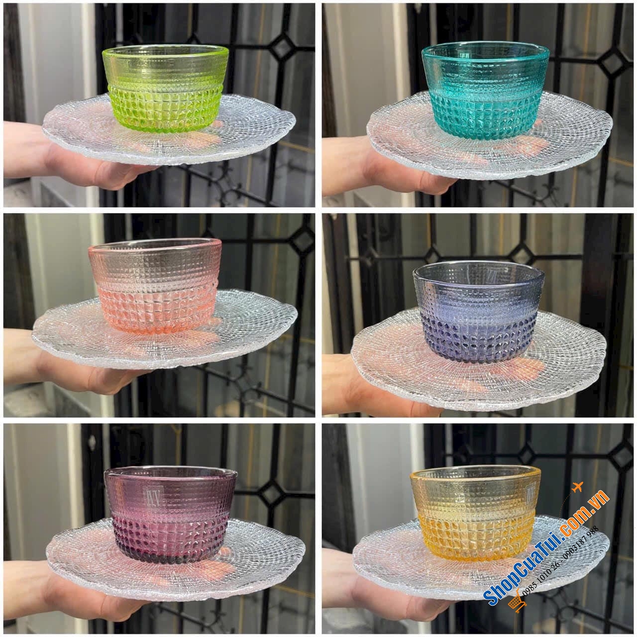 Bộ 6 bát pha lê 300ml IVV Speedy Ice Cream Cups 6 màu tuyệt đẹp miệng 11cm với màu sắc khác nhau, thích hợp ăn chè, hoa quả, sữa chua...