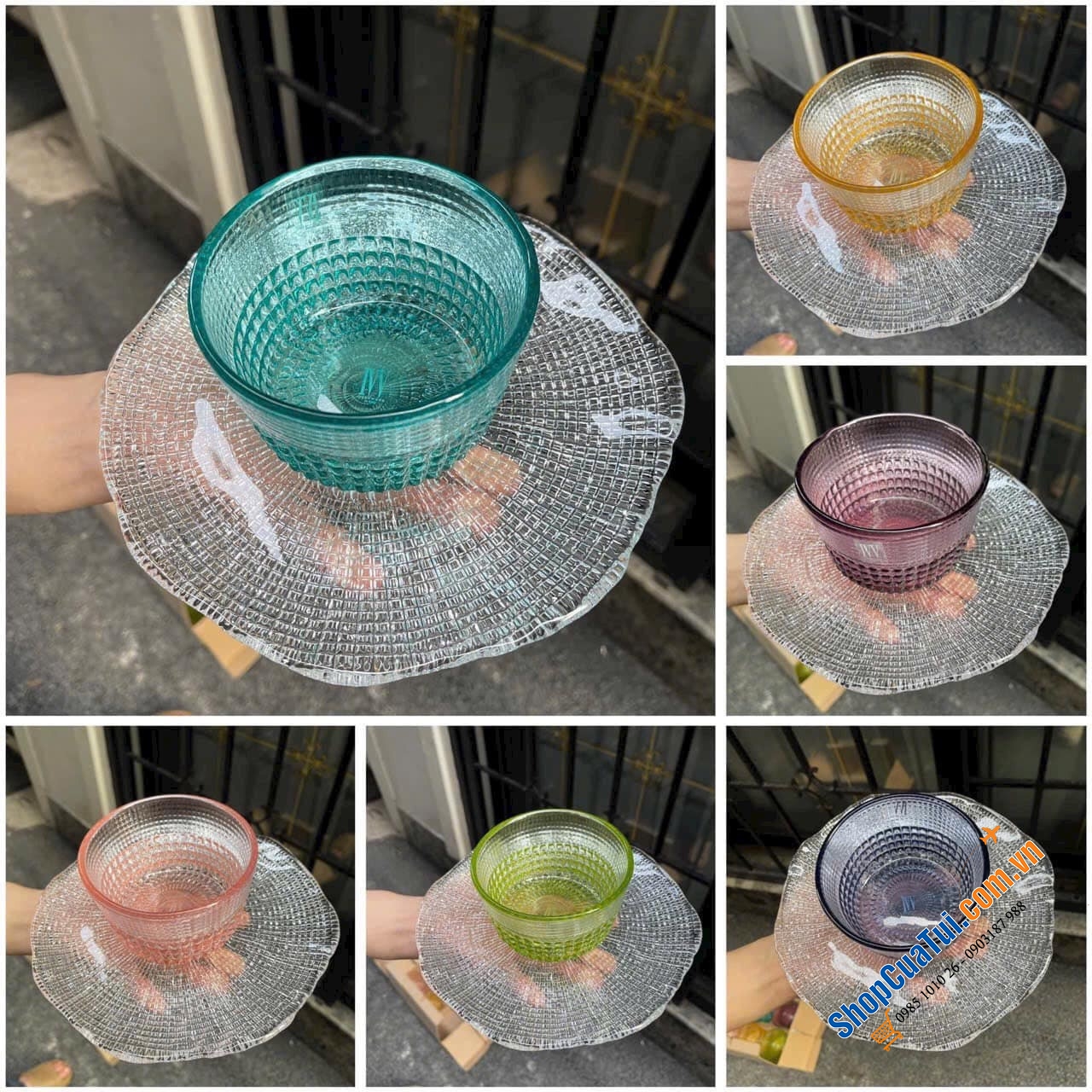 Bộ 6 bát pha lê 300ml IVV Speedy Ice Cream Cups 6 màu tuyệt đẹp miệng 11cm với màu sắc khác nhau, thích hợp ăn chè, hoa quả, sữa chua...