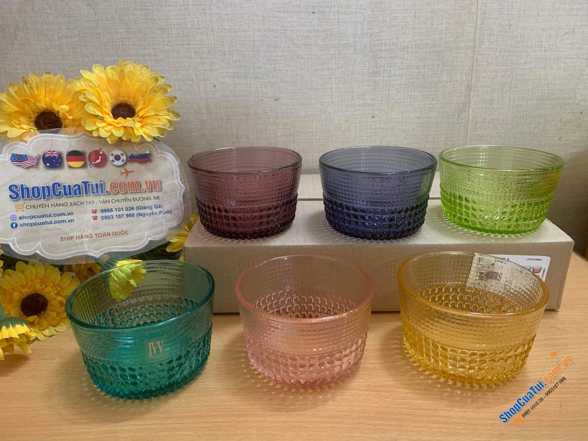 Bộ 6 bát pha lê 300ml IVV Speedy Ice Cream Cups 6 màu tuyệt đẹp miệng 11cm với màu sắc khác nhau, thích hợp ăn chè, hoa quả, sữa chua...