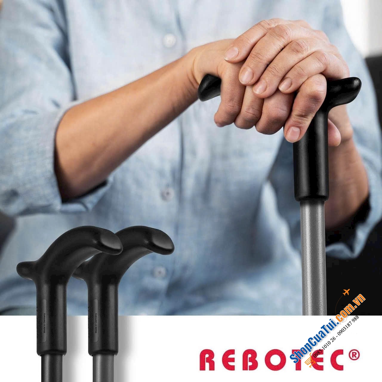 Gậy đi bộ Rebotec Simplex- Made in Germany - Món quà thiết thực cho ông bà, bố mẹ