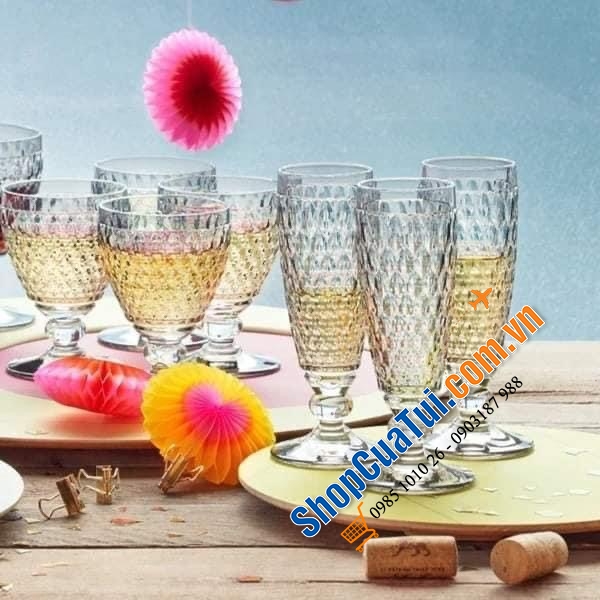 Set 4 ly Villeroy & Boch dáng thấp size 230ml hoặc Set 4 ly Champagne dáng cao Villeroy & Boch size 145ml - pha lê Made in Germany