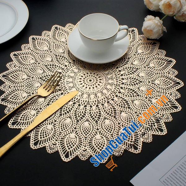 Sét tấm lót bàn ăn 12 miếng Evevda hình cánh hoa 38cm