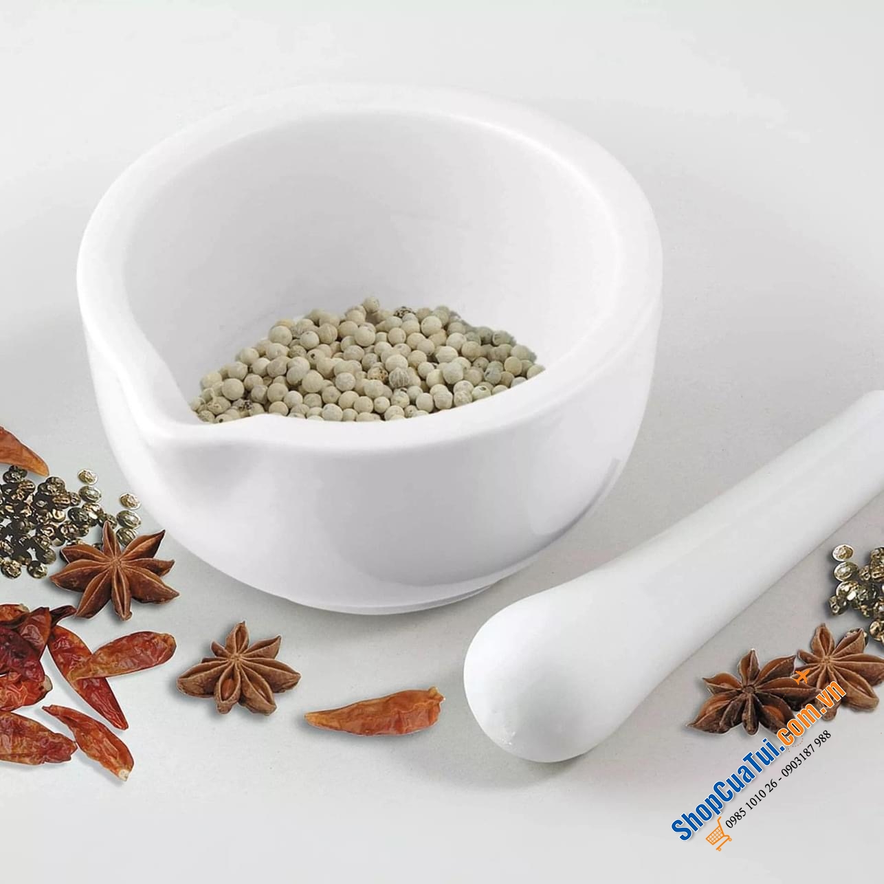 Set chày cối 12cm Maxwell & Williams màu trắng