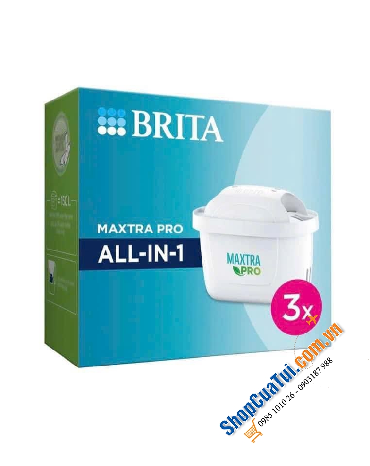 Set 3 lõi lọc nước BRITA Maxtra Pro model 2024 - lõi lọc cải tiến mới nhất với 4 giao đoạn lọc hiệu quả tốt hơn 50% so với mẫu cũ