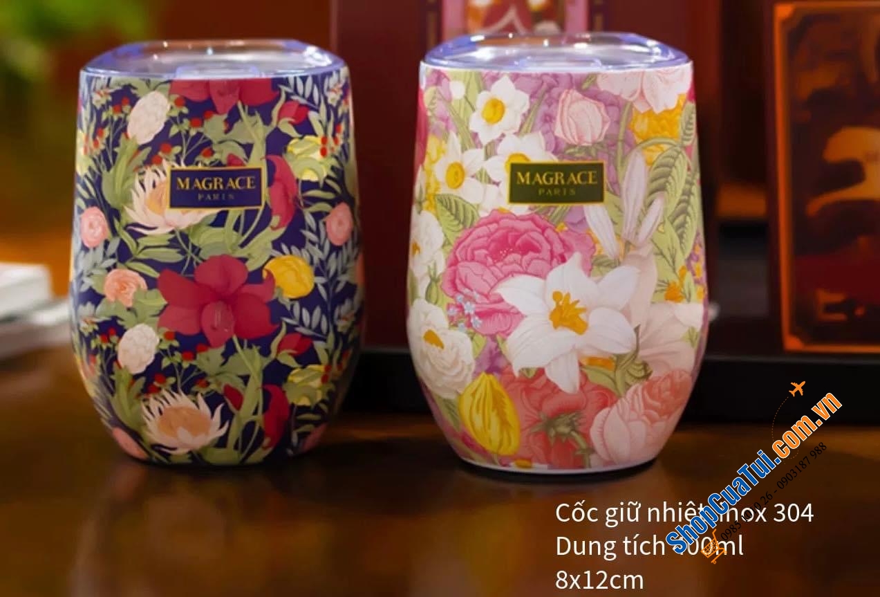 Cốc giữ nhiệt Magrace Paris 400ml - Giữ nóng 12h, giữ lạnh 12 tiếng bằng inox 304