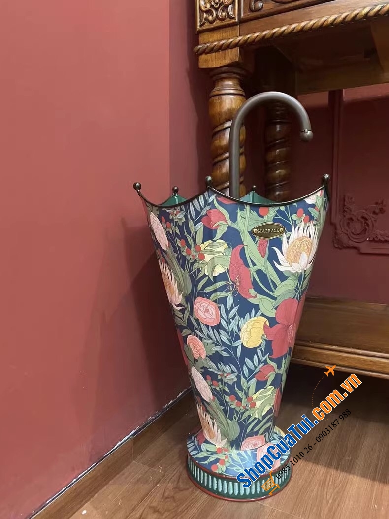 GIÁ ĐỰNG Ô MAGRACE PARIS HOA VINTAGE, size trung 60*32cm - Giá để ô cũng phải đẹp và lãng mạn, có 3 màu