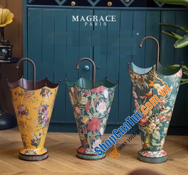 GIÁ ĐỰNG Ô MAGRACE PARIS HOA VINTAGE, size trung 60*32cm - Giá để ô cũng phải đẹp và lãng mạn, có 3 màu