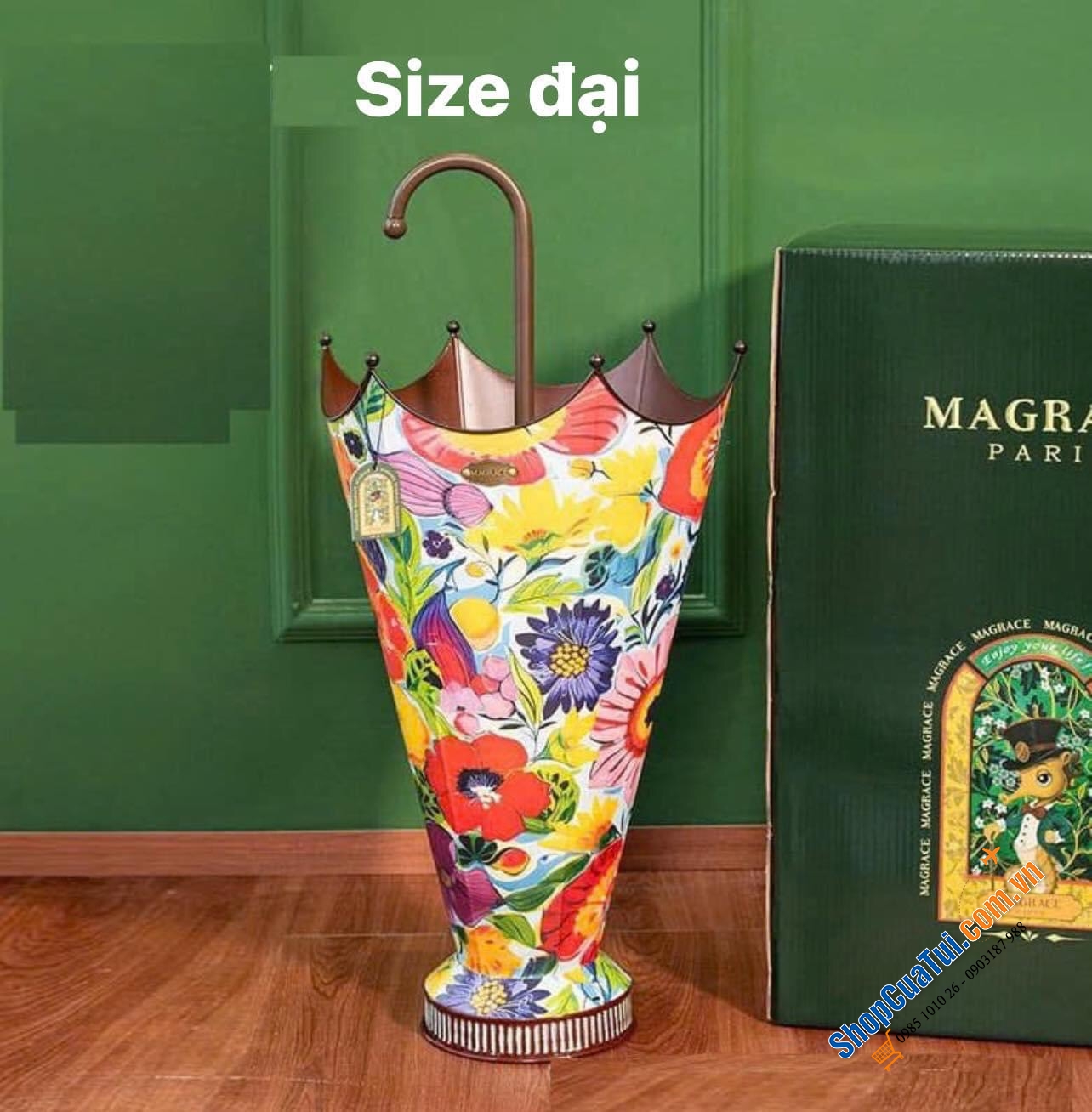 GIÁ ĐỰNG Ô MAGRACE PARIS HOA VINTAGE, size trung 60*32cm - Giá để ô cũng phải đẹp và lãng mạn, có 3 màu