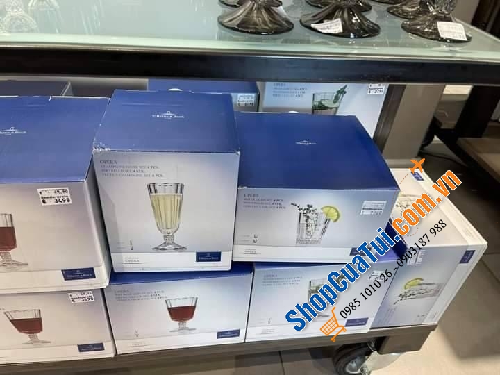 Set 4 Ly Nước Villeroy Boch 320ml Opera - Made in Germany - biểu tượng lung linh của những năm 1920 và các sự kiện opera lễ hội