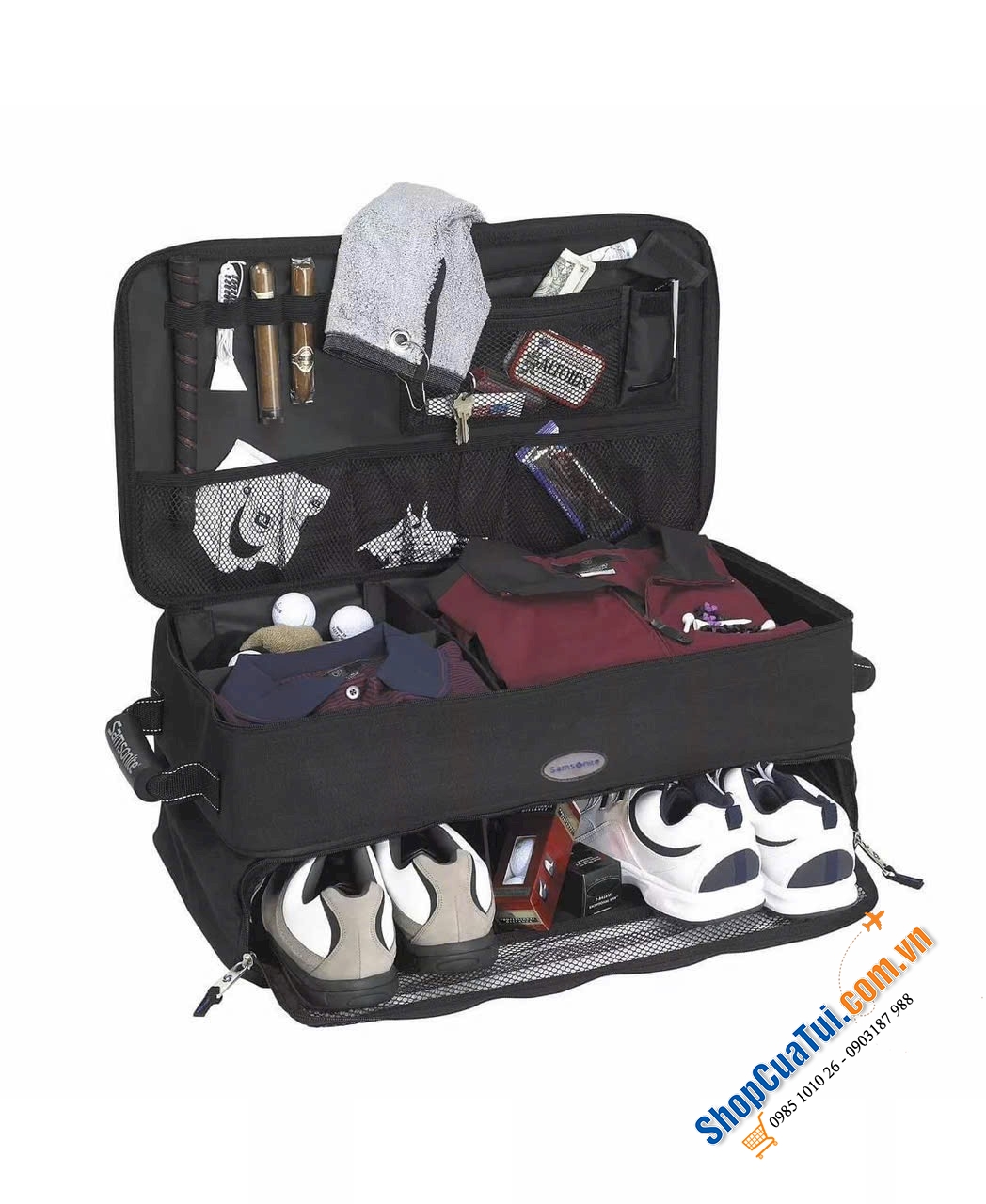 Túi đựng đồ chơi golf Samsonite - thiết kế rộng rãi với 2 tầng có thể mở rộng để cung cấp nhiều không gian chứa đồ